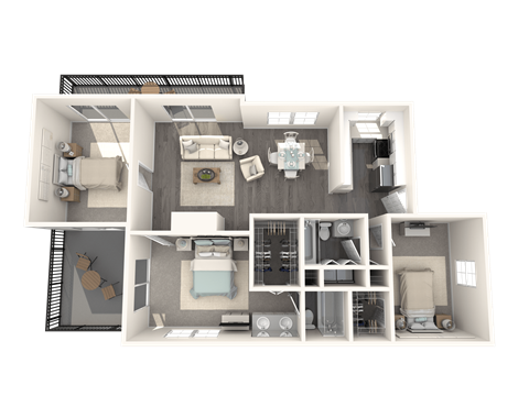Floor plan for 3 beds, 2 baths, 1580 sqft